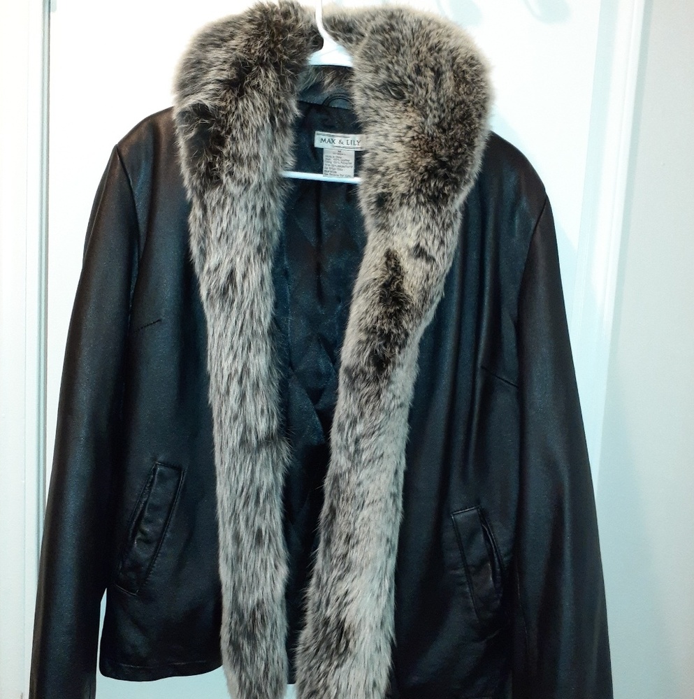 Real fox fur leather jacket